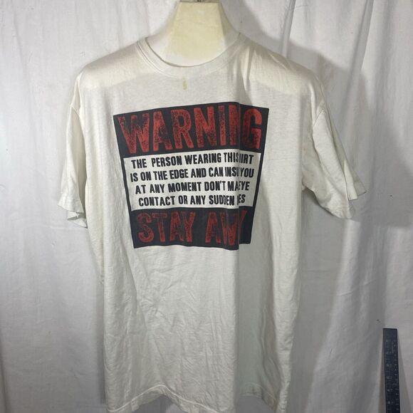 Vintage T-shirt sarcastic saying warning stay away 90s Person On The Edge grunge - Picture 1 of 9